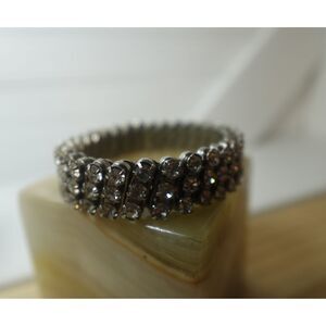 Vintage MCM Rhinestone expandable flex‎ bracelet silver toned